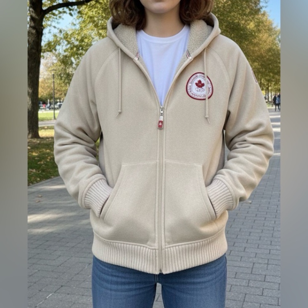 Vintage Hudson’s Bay 2006 Olympic Faux Suede Sherpa Hoodie - Large